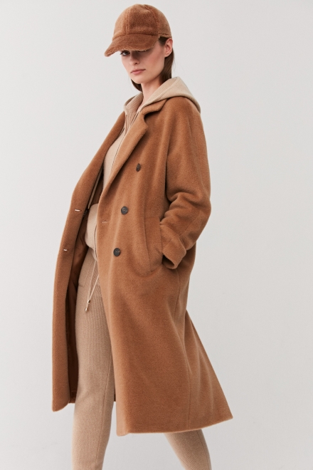 Wełniany płaszcz camel alpaka luxury line