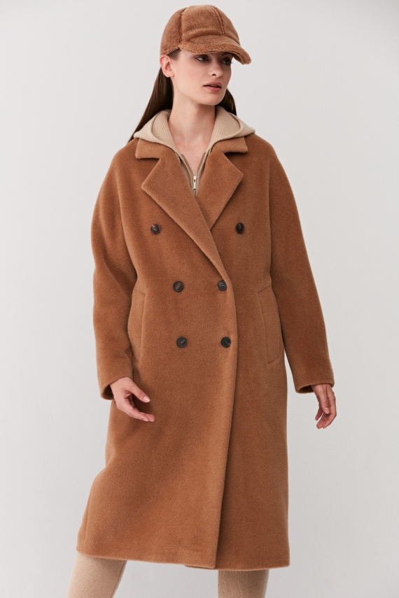 Płaszcz z wełny alpaki dwurzędowy luxury line