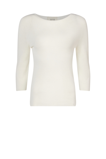 Biała bezszwowa bluzka z wełny merynosowej